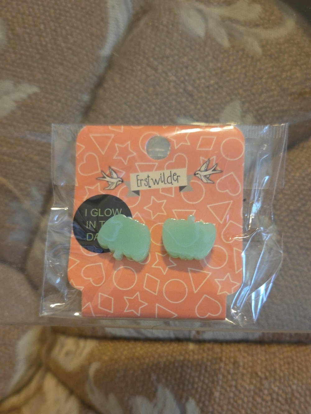 Erstwilder Mint Glow-in-the-Dark Pumpkin Stud Earrings